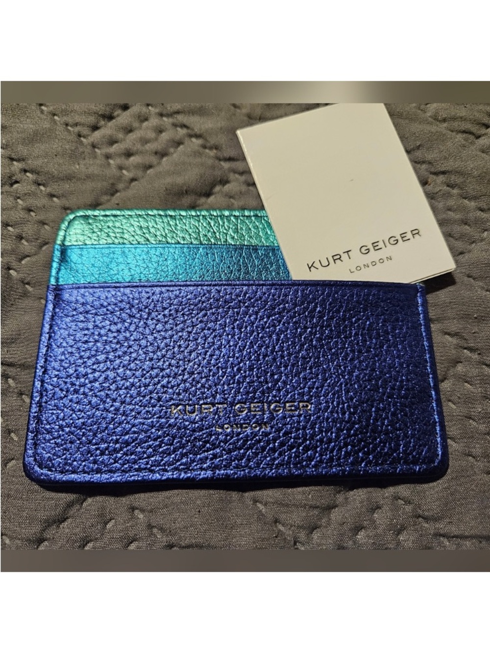Kurt Geiger NWT Metallic Blue and Teal Card Holder